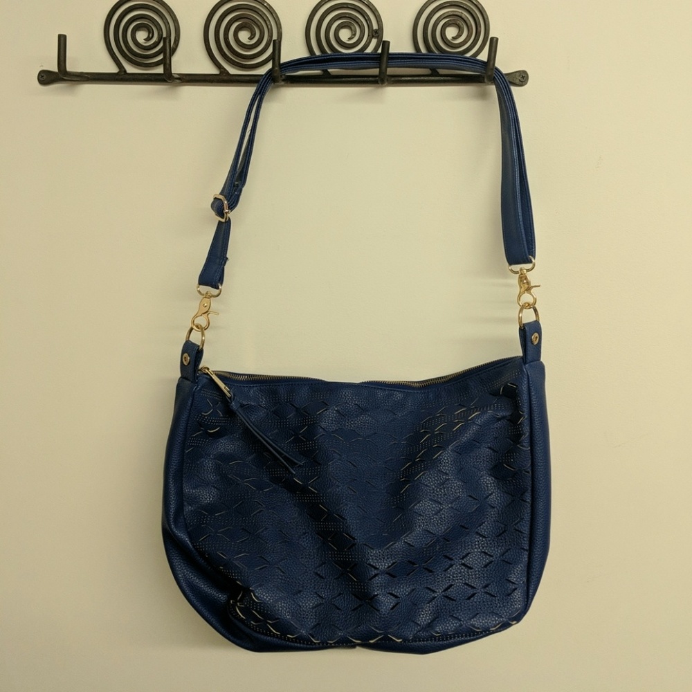 Blue leather purse